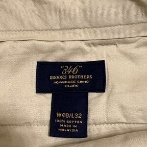 New Brooks Brothers Cream Chino Trousers, W40/L32